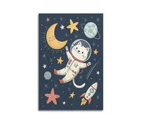 DHHMTPIYS Animal Illustration Astronaut Cat Decorative Painting Canvas Wall Posters And Modern Family Bedroom Decor 24x36inch(60x90cm)