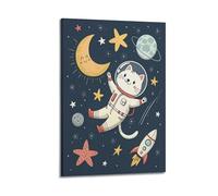 DHHMTPIYS Animal Illustration Astronaut Cat Decorative Painting Canvas Wall Posters And Modern Family Bedroom Decor 20x30inch(50x75cm)