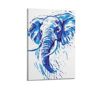 DHHMTPIYS Animal Ink Splash Style Blue Elephant Artwork Decorative Painting Canvas Wall Posters And Modern Family Bedroom Decor 24x36inch(60x90cm)