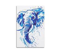 DHHMTPIYS Animal Ink Splash Style Blue Elephant Artwork Decorative Painting Canvas Wall Posters And Modern Family Bedroom Decor 08x12inch(20x30cm)