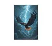 DHHMTPIYS Animal Realistic Thunder Eagle Decorative Painting Canvas Wall Posters And Modern Family Bedroom Decor 20x30inch(50x75cm)