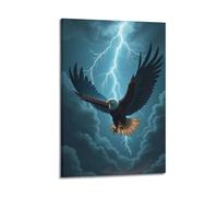 DHHMTPIYS Animal Realistic Thunder Eagle Decorative Painting Canvas Wall Posters And Modern Family Bedroom Decor 16x24inch(40x60cm)