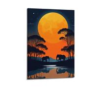 DHHMTPIYS Animal Silhouette Elephant Decorative Painting Canvas Wall Posters And Modern Family Bedroom Decor 24x36inch(60x90cm)
