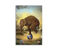 DHHMTPIYS Animal Surreal Elephant Walking On Tightrope Artwork Decorative Painting Canvas Wall Posters And Modern Family Bedroom Decor 16x24inch(40x60cm)