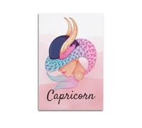 DHHMTPIYS Capricorn Character Fish Tail Bull Horns Text Decorative Painting Canvas Wall Posters And Modern Family Bedroom Decor 20x30inch(50x75cm)