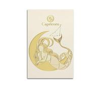 DHHMTPIYS Capricorn Character Fish Tail Star Moon Astrology Decorative Painting Canvas Wall Posters And Modern Family Bedroom Decor 08x12inch(20x30cm)