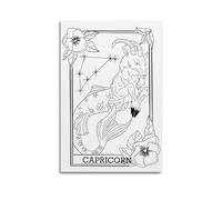 DHHMTPIYS Capricorn Goat Body Fish Tail Flower Astrology Decorative Painting Canvas Wall Posters And Modern Family Bedroom Decor 12x18inch(30x45cm)
