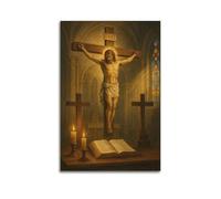 DHHMTPIYS Christ Oil Painting Jesus Crucifixion Decorative Painting Canvas Wall Posters And Modern Family Bedroom Decor 20x30inch(50x75cm)