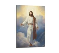 DHHMTPIYS Christ Oil Painting Jesus Descending In Clouds Decorative Painting Canvas Wall Posters And Modern Family Bedroom Decor 24x36inch(60x90cm)