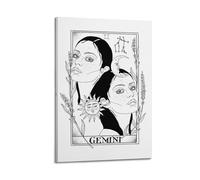 DHHMTPIYS Gemini Two Characters Sun Moon Plant Astrology Decorative Painting Canvas Wall Posters And Modern Family Bedroom Decor 20x30inch(50x75cm)
