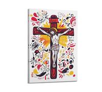 DHHMTPIYS Religious Poster Colorful Pattern Style Jesus On The Cross Decorative Painting Canvas Wall Posters And Modern Family Bedroom Decor 20x30inch(50x75cm)