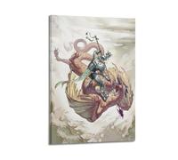 DHHMTPIYS Religious Poster Fantasy Style Knight Slaying Dragon Decorative Painting Canvas Wall Posters And Modern Family Bedroom Decor 24x36inch(60x90cm)
