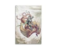 DHHMTPIYS Religious Poster Fantasy Style Knight Slaying Dragon Decorative Painting Canvas Wall Posters And Modern Family Bedroom Decor 24x36inch(60x90cm)
