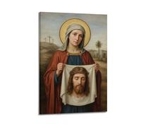 DHHMTPIYS Religious Poster Realistic Style Mary With Holy Shroud Decorative Painting Canvas Wall Posters And Modern Family Bedroom Decor 08x12inch(20x30cm)