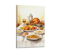 DHHMTPIYS Watercolor Thanksgiving Bountiful Table Feast Poster Decorative Painting Canvas Wall Posters And Modern Family Bedroom Decor 20x30inch(50x75cm)