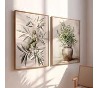 DHHXY 2pcs/set Vintage Watercolor Olive Branch Print Poster Antique Boho Botanical Canvas Painting Spring Home Decor Poster(30x40cmx2pcs/Unframed)