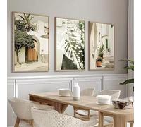 DHHXY 3pcs Mediterranean Landscape Canvas Prints Poster Rustic Yard Town Travel Photography Art Prints Wall Art Home Decor(40x60cmx3/Unframed)