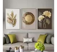 DHHXY 3pcs Nordic Ginkgo Leaf Canvas Wall Art Posters Golden Poster Print for Home Decor Living Room Bedroom Decor Painting(60x90cmx3/Unframed)