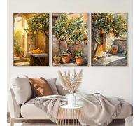 DHHXY 3pcs Vintage Cottagecore Landscape Canvas Prints Poster Orange Tree Art Prints Country Style Wall Art Home Decor Poster(80x120cmx3/Unframed)