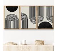 DHHXY Black and White Canvas Print Wall Art Canvas Prints - Wall Art Modern Spiral Parabolas & Solid Semi Circle Geometric Shapes Drawings 60x85cmX3 Unframed