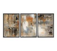 DHHXY Canvas Print Wall Art Set Black, White & Orange Brushstrokes Abstract Canvas Prints Wall Art Modern Art Colorful Multicolor 30x42cmX3 Unframed