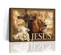 DHHXY Extra large Canvas Painting, Cute Lamb, Cross Symbol, Amazing Lion, Wall Art Prints With Frame, For Living Room & Bedroom(80x120cm/Unframed)