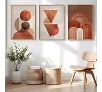 DHHXY Extra large Minimalist Terracotta Shapes Posters Canvas Print Painting Boho Geometric Wall Art Neutral Modern Decor(50x70cmx3/Unframed)