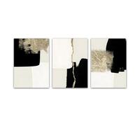 DHHXY Giclee Canvas Prints Large Beige Minimalist Abstract Canvas Painting Modern Black Gold Wall Art Pictures Posters and Prints Home Decor 50x75cmX3No Frame