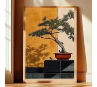 DHHXY Japanese Bonsai Tree Canvas Print Poster Vintage Japandi Botanical Abstract Art Prints Bedroom Wall Art Home Decor(75x110cm/Unframed)