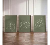 DHHXY Minimalist Three Groups of Birds and Animals Canvas Prints Japanese Green Wall Art Posters for Modern Room Home Decor(40x60cmx3/Gallery Wrap)