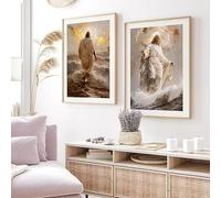 DHHXY Modern Christian Jesus Poster Religious Prints Canvas Painting Divine Light Christian Gift Home Living Room Christian Decor(50x70cmx2pcs/Gallery Wrap)