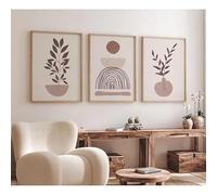 DHHXY Printable Pastel Boho Art Poster Set,Neutral Abstract Modern Style Print,Beige Tones Geometric Print,Scandinavian Art(60x90cmx3/Gallery Wrap)