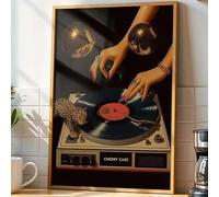 DHHXY Retro Vinyl Record Player Leopard Canvas Print Poster Vintage Dark Art Prints Bedroom Wall Art Home Decor Poster(40x60cm/Gallery Wrap)