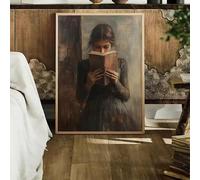 DHHXY Vintage Woman Portrait Reading Canvas Print Poster Retro Aesthetic for Bedroom Wall Art Home Decor Art Poster(75x110cm/Gallery Wrap)