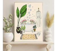 DHHXY Whimsical Frogs in Bathtub Canvas Print Poster Modern Funny Animal Art Prints Living Room Bathroom Home Decor Poster(50x70cm/Gallery Wrap)