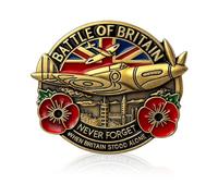 DHHYWWD Battle of Britain Pin Enamel Badges, 2025 Poppy Badge and Pins Spitfire British Legion Commemorative Brooch Never Forget Poppies Pin Gifts for Hero Soldier VE Remembrance Day Gifts