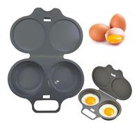 DHHYWWD Microwave Egg Poacher, Reusable Poached Egg Maker with Lid microwave Egg Cooker, Double Cups Egg Poachers for Breakfast (dark gray)