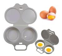 DHHYWWD Microwave Egg Poacher, Reusable Poached Egg Maker with Lid microwave Egg Cooker, Double Cups Egg Poachers for Breakfast (gray)