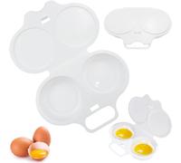 DHHYWWD Microwave Egg Poacher, Reusable Poached Egg Maker with Lid microwave Egg Cooker, Double Cups Egg Poachers for Breakfast (white)