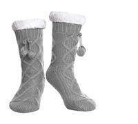 DHHYWWD Slipper Socks Women Fleece Lined, Ladies Fluffy Socks with Non Slip Bed Socks for Winter Warm Christmas (Light gray, One Size, Adult, Women, One Size, Alpha, UK Footwear Size System, Medium)