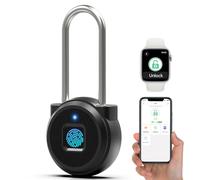 Dhiedas Fingerprint Lock, 2 Inch Long Shackle Fingerprint Padlock, Digit Outdoor Waterproof Smart Padlock for Gym Locker Sports Locker Fence Gate Toolbox Case Hasp Storage Black