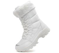 Dhinash Women's Snow Boots Waterproof Winter Boots Warm Anti-Slip Ankle Boot Fur Lined Booties Ladies Outdoor Shoes Walking Trekking Hiking Boot White 9UK