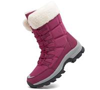 Dhinash Women's Snow Boots Waterproof Winter Boots Warm Anti-Slip Ankle Boot Fur Lined Booties Ladies Outdoor Shoes Walking Trekking Hiking Boot Purple 9UK
