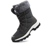 Dhinash Women's Snow Boots Waterproof Winter Boots Warm Anti-Slip Ankle Boot Fur Lined Booties Ladies Outdoor Shoes Walking Trekking Hiking Boot Dark Grey 6.5UK