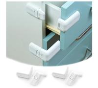 DHinkyoung 4 Pcs Safe Cupboard Locks for Children, Child Proof Drawer Locks, Baby Proofing Corner Locks, Child Safety Latches with Strong Adhesive for Cabinet, Cupboard, Drawer, Refrigerator, Oven