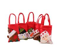 DHinkyoung 5 Pcs Felt Christmas Treat Bags with Handle, Christmas Grocery Bag, Reusable Knitted Doll Gift Bags for Holiday Xmas Event Party