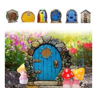 DHinkyoung 6 Pcs Fairy Door Miniature Pixie Door Elf Door Enchanted Miniature World Fairy Door Tree Garden Home Decor for Garden Yard Lawn Trees Decoration