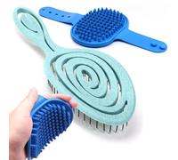 DHinkyoung Eco-Friendly Dod Bath Brush Set, 2 Pcs Dog Grooming Brushes for Wet Hair, Flexible Pet Shampoo Mitt & Detangling Pin Brush for Bathing, Drying and Shedding (Light Blue+Blue)