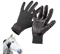 DHinkyoung Multifunctional Horse Brush Gloves, Rubber Horse Massage Gloves, Horse Grooming Brush, Breathable Horse Hair Remover Mitt for Horse Dog and Cat Washing Grooming Shedding (Black)
