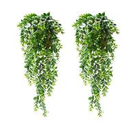 DHISUFU 2PCS Artificial Trailing Plants Green Hanging Plants Artificial Hanging Vines Plants Fake Hanging Plants for Indoors Outdoors Bathroom Home Garden Hanging Basket Wedding Decor